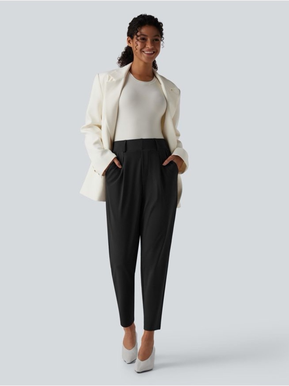 Halara Flex™ High Waisted Tapered Work Pants NWOT Small Petite Black